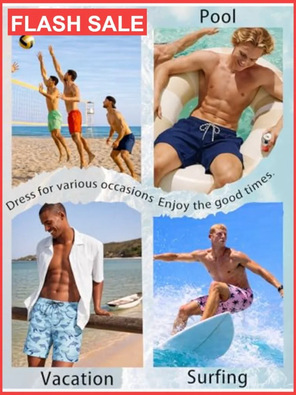 Mens Swim Trunks 7 inch Bathing Suit with Mesh Liner Swim Shorts Board Shorts